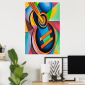 ウォーターカラーギター ポスター (ホームオフィス)