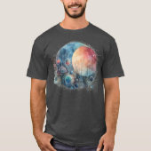 ウォーターカラーギャラクシー抽象芸術グレー Tシャツ (正面)