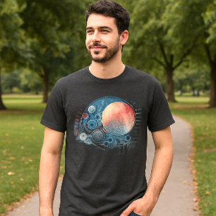ウォーターカラーギャラクシー抽象芸術グレー Tシャツ