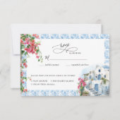 ウォーターカラーギリシャ | 結婚式RSVP 出欠カード (正面)
