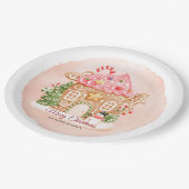 ウォーターカラーギンガーブレッドハウスクリスマスホリデーパーティー ペーパープレート (アングル)