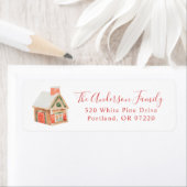 ウォーターカラーギンガーブレッドハウス差出人住所 ラベル (インサイチュ)