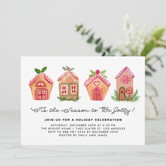 ウォーターカラーギンガーブレッドハウズホリデーパーティー 招待状 (スタンド正面)