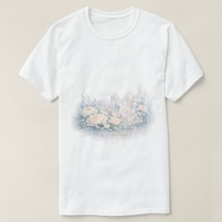 ウォーターカラークォーツクリスタル パステルピオニー フローラル Tシャツ