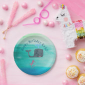 ウォーターカラークジラ誕生日紙パーティープレート ペーパープレート (パーティー)