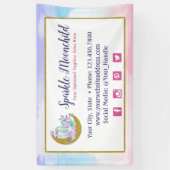 ウォーターカラークリスタル&金ゴールドクレセントムーンブティック 横断幕 (縦)