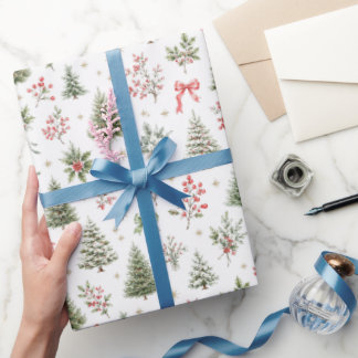 ウォーターカラークリスマスのシームレス パターン ラッピングペーパー
