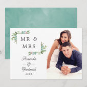 ウォーターカラークリスマスの夫婦写真 シーズンカード (正面/裏面)