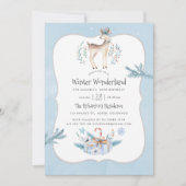 ウォーターカラークリスマスウィンターホリデー誕生日 招待状 (正面)