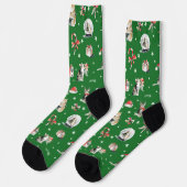ウォーターカラークリスマスキャット ホイッシマル ソックス (左)