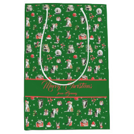 ウォーターカラークリスマスキャット ホイッシマル ミディアムペーパーバッグ