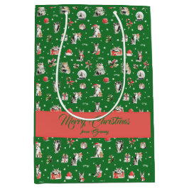 ウォーターカラークリスマスキャット ホイッシムカル ミディアムペーパーバッグ