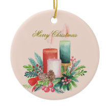 ウォーターカラークリスマスキャンドル記念アクセサリー