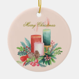 ウォーターカラークリスマスキャンドル記念アクセサリー セラミックオーナメント