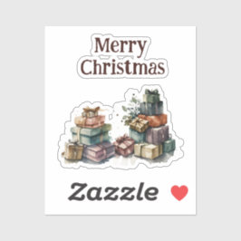 ウォーターカラークリスマスギフト シール