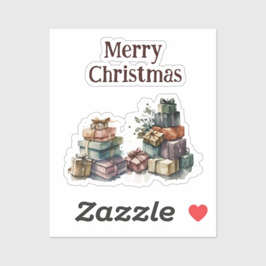 ウォーターカラークリスマスギフト シール (シート)