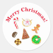ウォーターカラークリスマスクッキー ラウンドシール (正面)