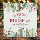 ウォーターカラークリスマスグリーンパーソナライズされたリーホリデー セラミックオーナメント