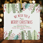 ウォーターカラークリスマスグリーンパーソナライズされたリーホリデー セラミックオーナメント