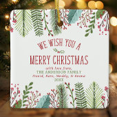 ウォーターカラークリスマスグリーンパーソナライズされたリーホリデー セラミックオーナメント