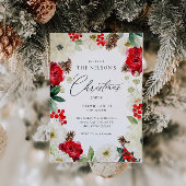 ウォーターカラークリスマスグリーン招待状 招待状