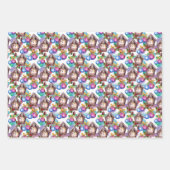 ウォーターカラークリスマスサンタクロックパステル ラッピングペーパーシート (正面3)