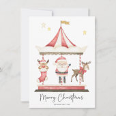 ウォーターカラークリスマスサンタクロース回転木馬 シーズンカード (正面)