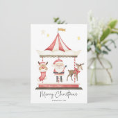 ウォーターカラークリスマスサンタクロース回転木馬 シーズンカード (スタンド正面)