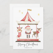 ウォーターカラークリスマスサンタクロース回転木馬 シーズンカード (正面/裏面)