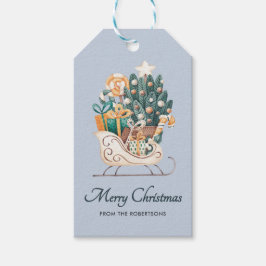 ウォーターカラークリスマススリーズホリデーブルー ギフトタグ