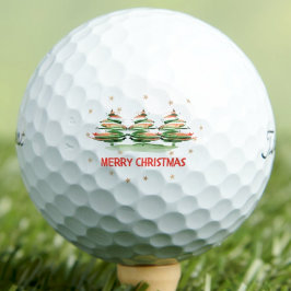 ウォーターカラークリスマスツリーのメリークリスマス ゴルフボール