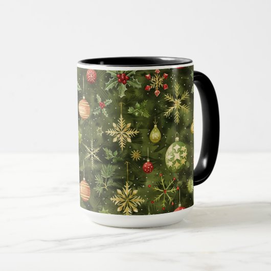 ウォーターカラークリスマスツリーオーナメント マグカップ (正面右)