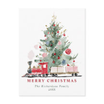 ウォーターカラークリスマスツリートイ・トレイン