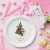 ウォーターカラークリスマスツリーパーティー ペーパープレート (パーティー)