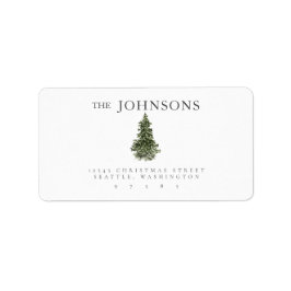 ウォーターカラークリスマスツリーホリデイ差出人住所 ラベル