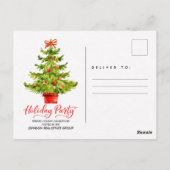 ウォーターカラークリスマスツリーホリデーパーティー招待状 ポストカード (裏面)