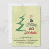 ウォーターカラークリスマスツリーホリデーパーティー招待状 招待状 (正面)