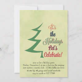 ウォーターカラークリスマスツリーホリデーパーティー招待状 招待状