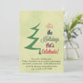 ウォーターカラークリスマスツリーホリデーパーティー招待状 招待状 (スタンド正面)