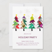 ウォーターカラークリスマスツリーホリデーパーティー招待状 招待状 (正面)