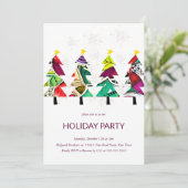 ウォーターカラークリスマスツリーホリデーパーティー招待状 招待状 (スタンド正面)
