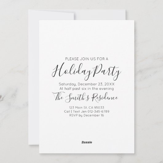 ウォーターカラークリスマスツリーホリデーパーティ招待状 シーズンカード (裏面)