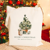ウォーターカラークリスマスツリー クリスマス トートバッグ