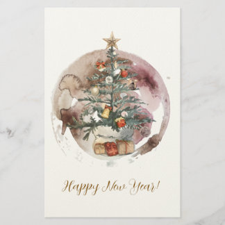 ウォーターカラークリスマスツリー 便箋