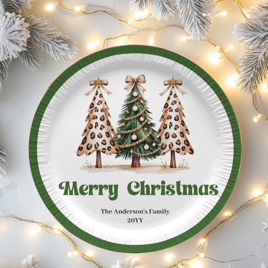 ウォーターカラークリスマスツリー 名前入れ可能 ペーパー ペーパープレート