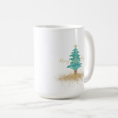 ウォーターカラークリスマスツリー "Merry & Bright" ホリデー コーヒーマグカップ (正面右)