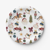 ウォーターカラークリスマストイ柄紙皿 ペーパープレート (正面)