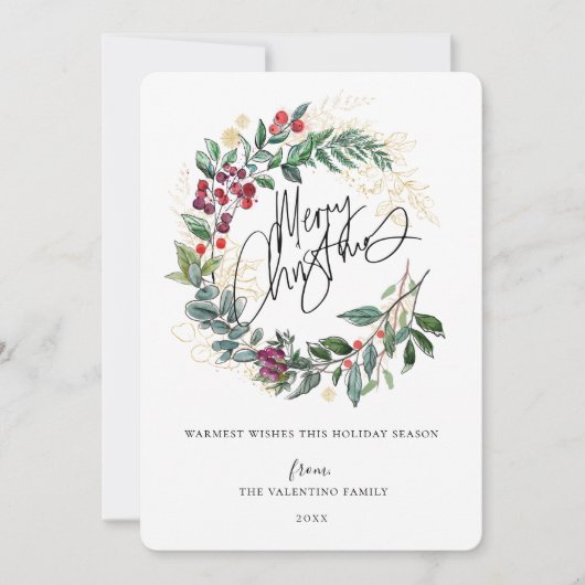 ウォーターカラークリスマスドードルリース シーズンカード (正面)