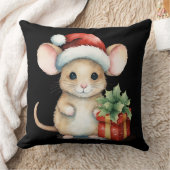 ウォーターカラークリスマスネズミ クッション (ブランケット)