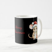 ウォーターカラークリスマスネズミ コーヒーマグカップ (正面右)